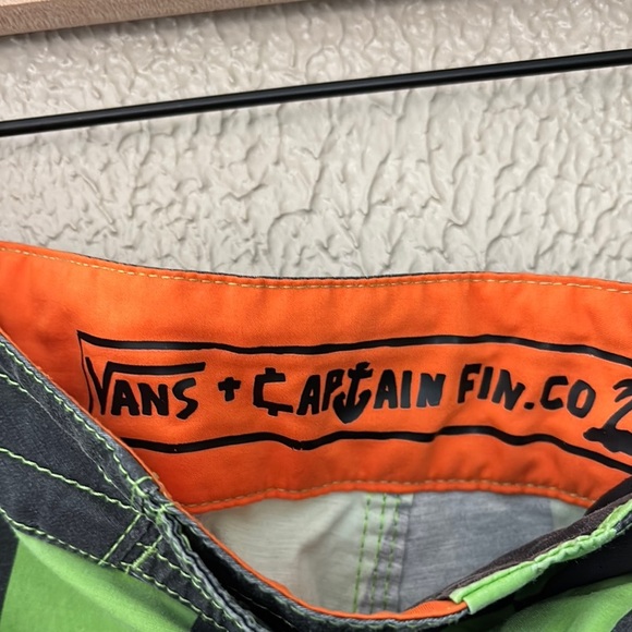 Mens Vans Off The Wall Black Green Mens Board Swim Short Green Checkered Size 38 - Picture 6 of 11
